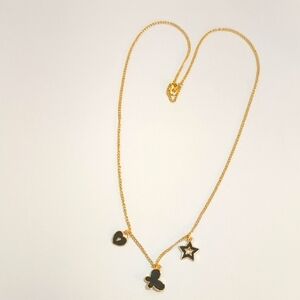 Gold Necklace with Black Charms